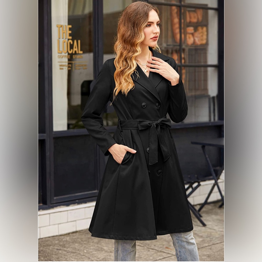 NWT Spring Trench coat Jacket Black size XL